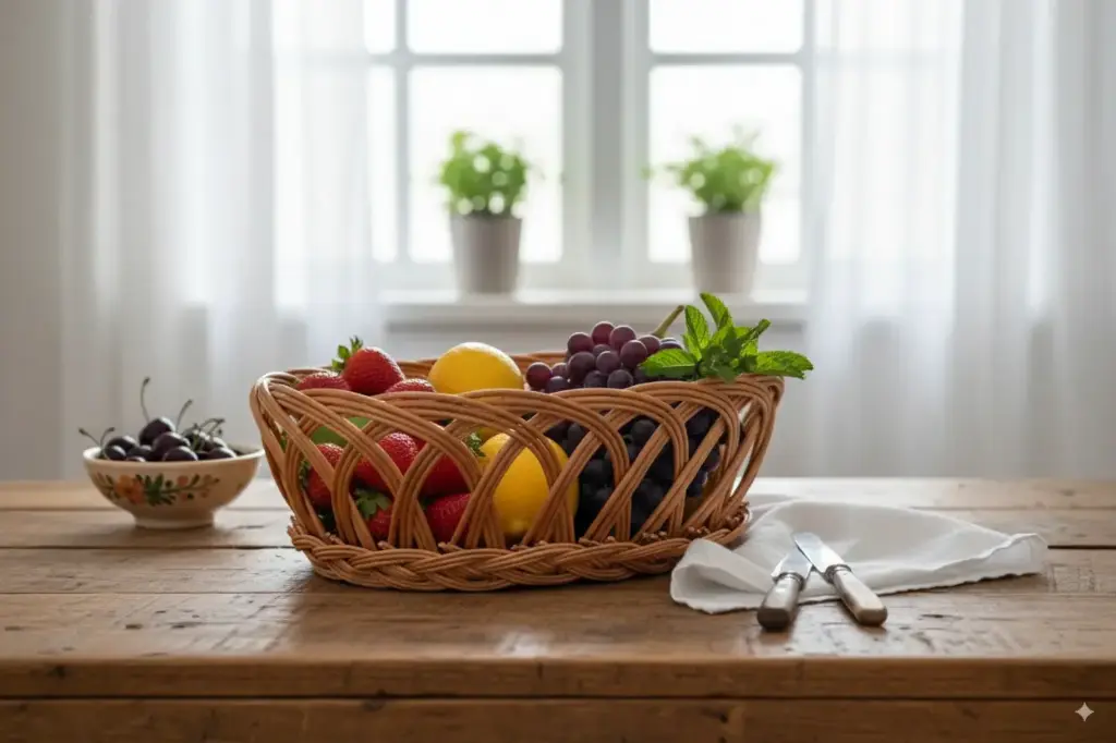 Handcrafted Willow Wicker Basket – Oval Open-Weave Design