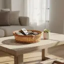 Handwoven Round Shallow Willow Wicker Basket – Natural Serving & Decorative Tray