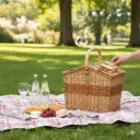 Two-Tone Willow Wicker Picnic Basket with Handle – Handcrafted Elegance Meets Practical Design