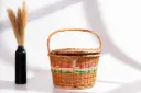Color-Banded Handwoven Willow Wicker Basket with Handle – Vibrant & Versatile