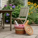 Color-Banded Handwoven Willow Wicker Basket with Handle – Vibrant & Versatile