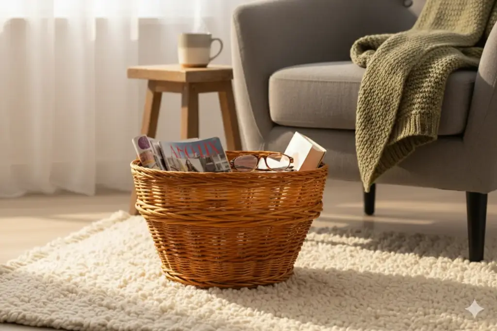 Handwoven Round Willow Wicker Basket