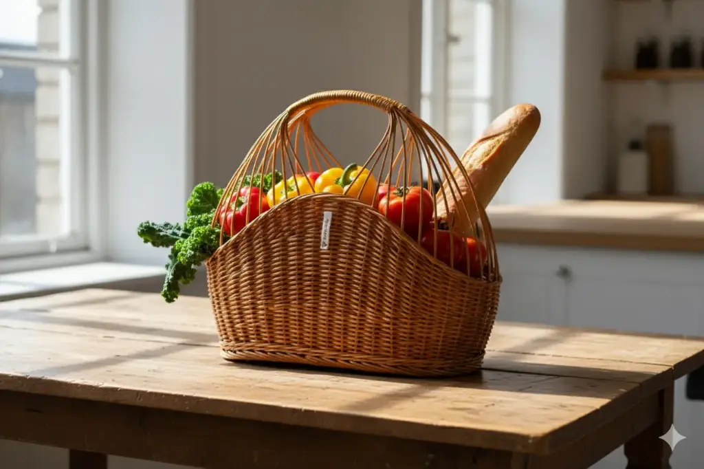 Elegant Dome-Handle Willow Wicker Basket – Handcrafted Utility with Artistic Flair