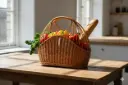 Elegant Dome-Handle Willow Wicker Basket – Handcrafted Utility with Artistic Flair