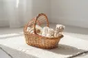 Handwoven Two-Tone Willow Wicker Basket with Arched Handle – Elegant & Functional Storage