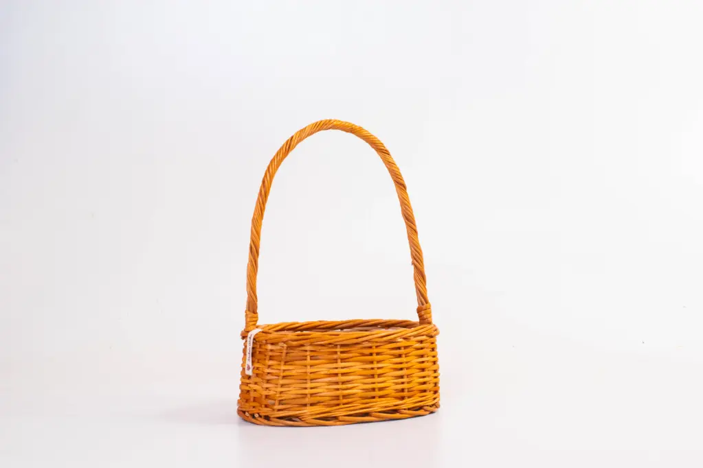 Classic Handwoven Willow Wicker Basket with Tall Handle – Rustic Storage & Décor