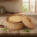 Handcrafted Round Willow Wicker Basket – Natural Finish