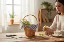 Handwoven Willow Wicker Basket – Small Utility Storage with Handle