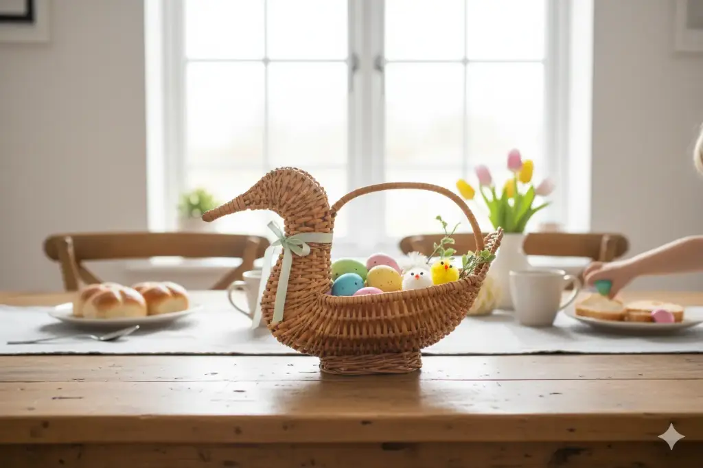 Handwoven Duck-Shaped Willow Wicker Basket – Artisan Decorative Storage