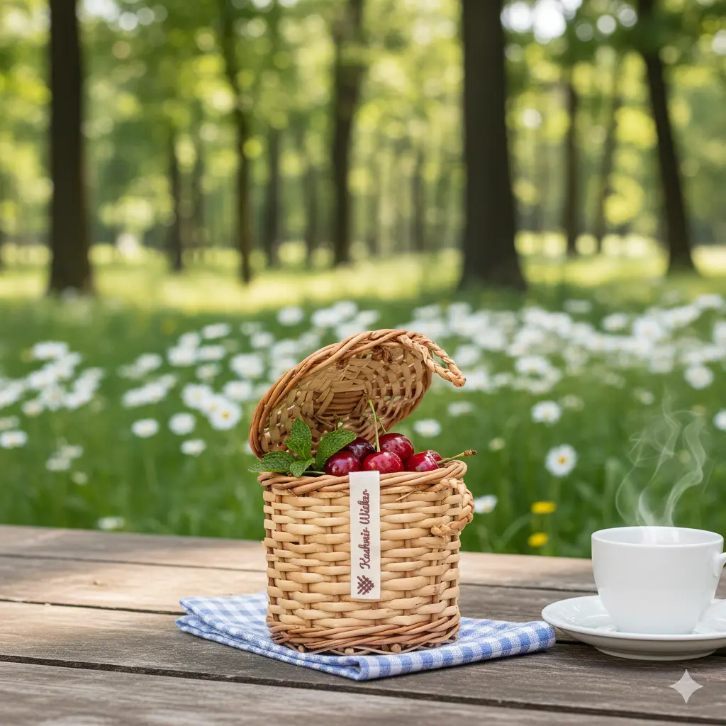 Mini Handwoven Willow Wicker Round Trinket Box with Lid