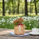 Mini Handwoven Willow Wicker Round Trinket Box with Lid