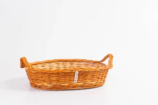 Rustic Oval Willow Wicker Basket with Handles – Two-Tone Design