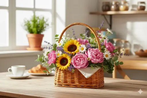 Classic Handwoven Willow Wicker Basket with Tall Handle – Rustic Storage & Décor