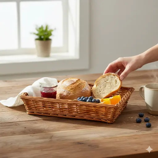 Handcrafted Rectangular Willow Wicker Tray – Elegant Serving & Storage Basket