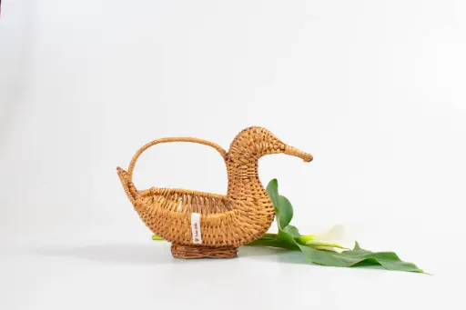 Handwoven Duck-Shaped Willow Wicker Basket – Artisan Decorative Storage