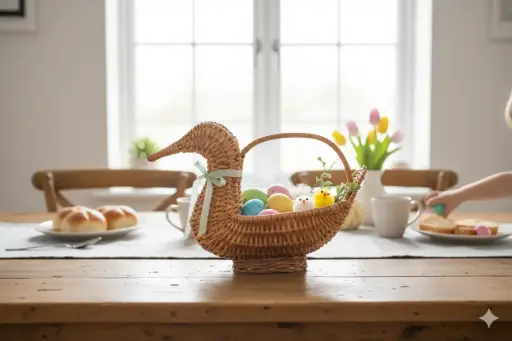 Handwoven Duck-Shaped Willow Wicker Basket – Artisan Decorative Storage