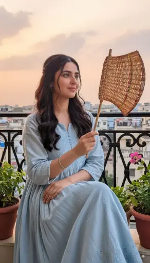 Handwoven Willow Wicker Hand Fan with Wooden Handle – Traditional Artisan Craf